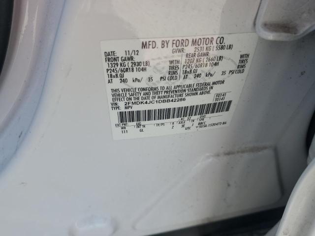 2FMDK4JC1DBB42286 - 2013 FORD EDGE SEL Weiß Foto 13