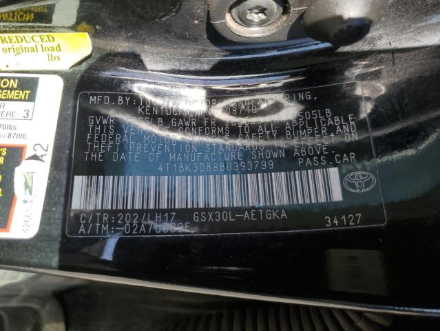 4T1BK3DB8BU393799 - 2011 TOYOTA AVALON BASE 黑色 照片 12