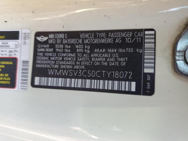 WMWSV3C50CTY18072 - 2012 MINI COOPER S Blanco foto 12