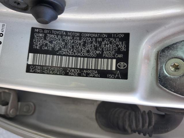 JTDKN3DUXA0090350 - 2010 TOYOTA PRIUS 银色 照片 12