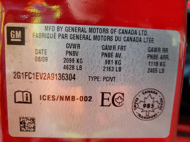 2G1FC1EV2A9136304 - 2010 CHEVROLET CAMARO LT RED photo 12