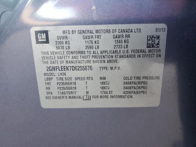 2GNFLEEK7D6255676 - 2013 CHEVROLET EQUINOX LT BLUE photo 13