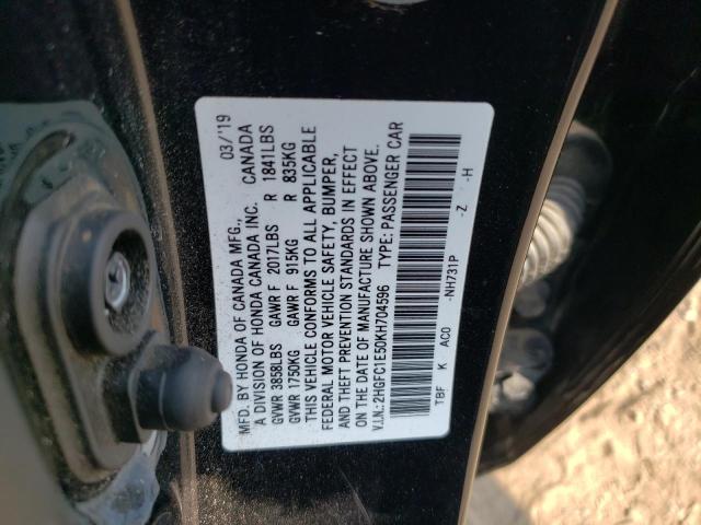 2HGFC1E50KH704596 - 2019 HONDA CIVIC SI 黑色 照片 12