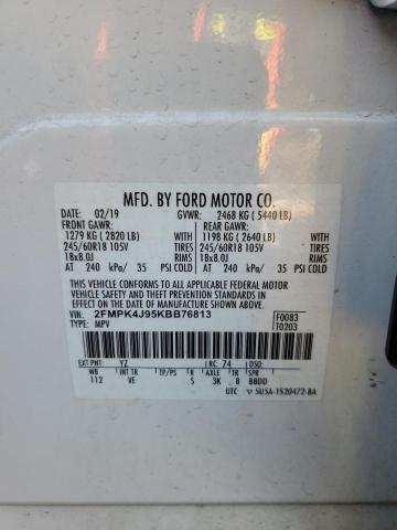 2FMPK4J95KBB76813 - 2019 FORD EDGE SEL 白色 照片 14