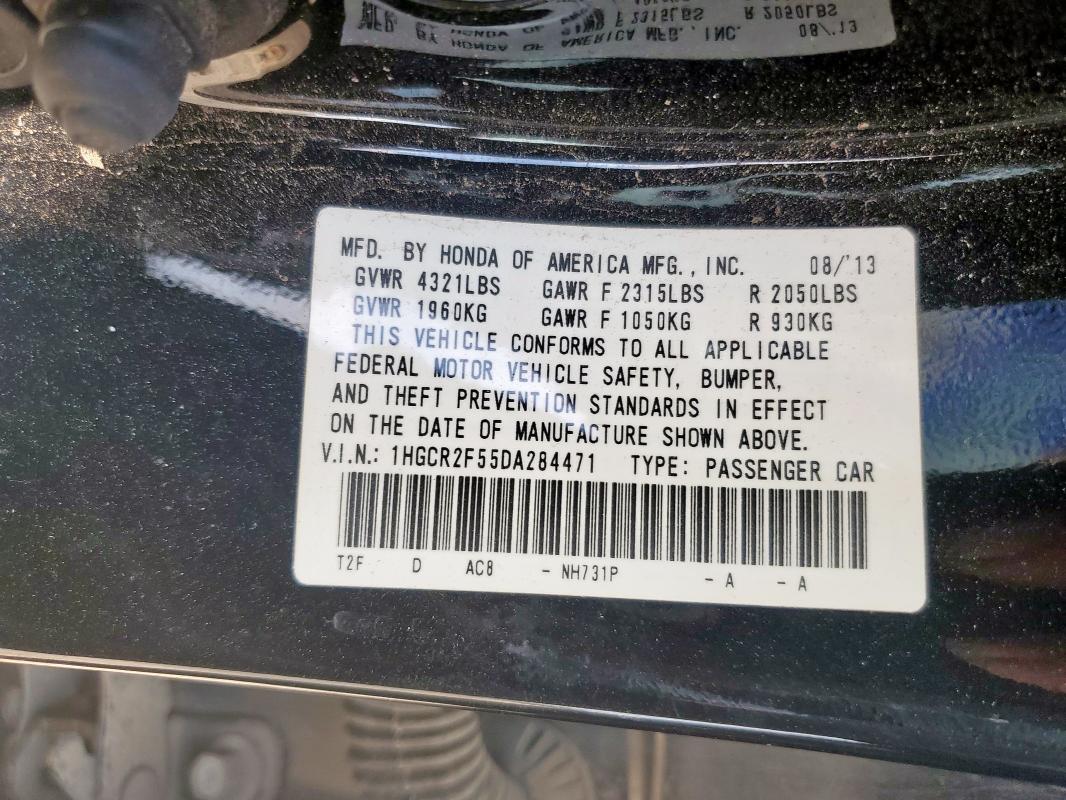 1HGCR2F55DA284471 - 2013 HONDA ACCORD SPORT BLACK photo 12