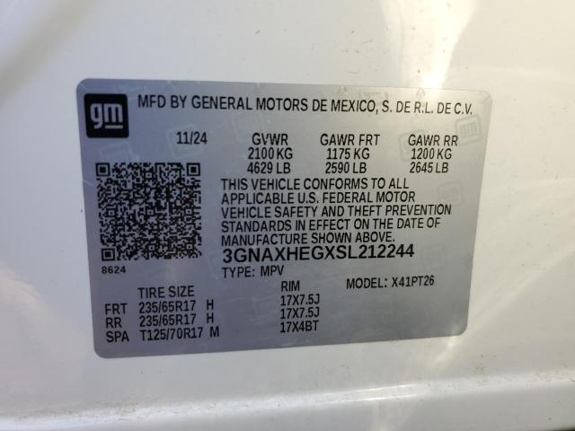 3GNAXHEGXSL212244 - 2025 CHEVROLET EQUINOX LT WHITE photo 13
