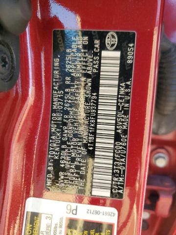 4T1BF1FK8FU937794 - 2015 TOYOTA CAMRY LE 红色 照片 12