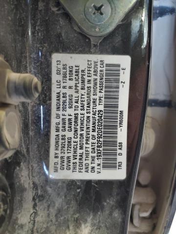 19XFB2F92DE020429 - 2013 HONDA CIVIC EXL Czarny zdjęcie 12