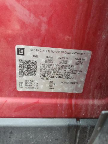 2GNAXUEV3K6162072 - 2019 CHEVROLET EQUINOX LT RED photo 13
