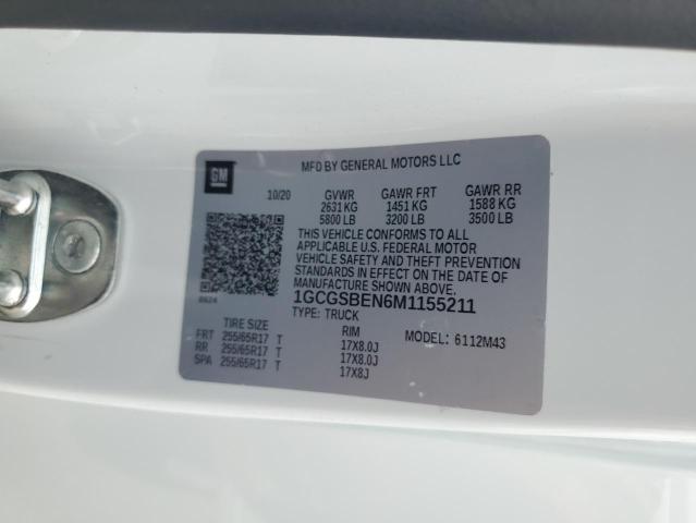1GCGSBEN6M1155211 - 2021 CHEVROLET COLORADO WHITE photo 12