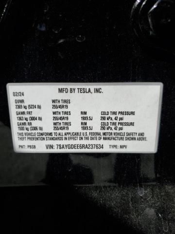 7SAYGDEE6RA237634 - 2024 TESLA MODEL Y 黑色 照片 12