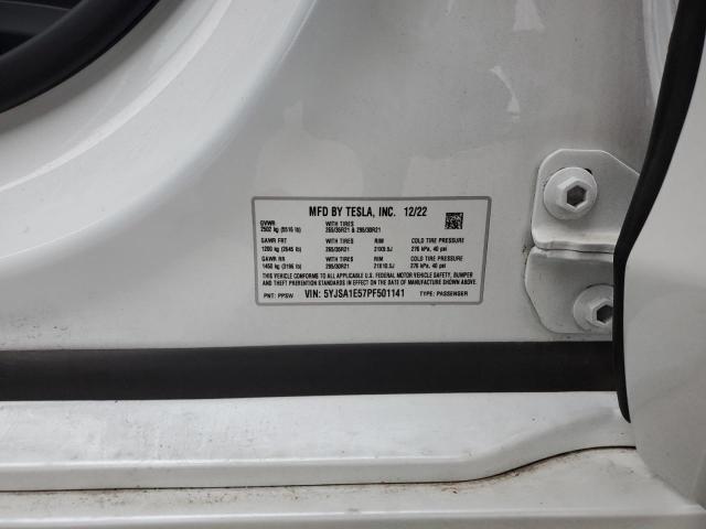 5YJSA1E57PF501141 - 2023 TESLA MODEL S თეთრი ფოტო 12