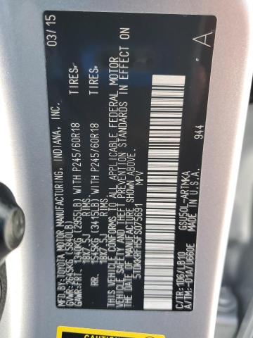 5TDKKRFH5FS075691 - 2015 TOYOTA HIGHLANDER XLE ვერცხლისფერი ფოტო 13