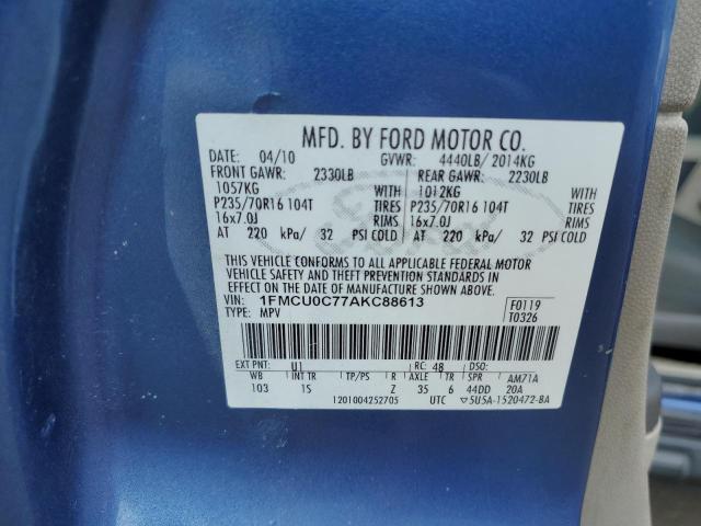 1FMCU0C77AKC88613 - 2010 FORD ESCAPE XLS BLUE photo 13