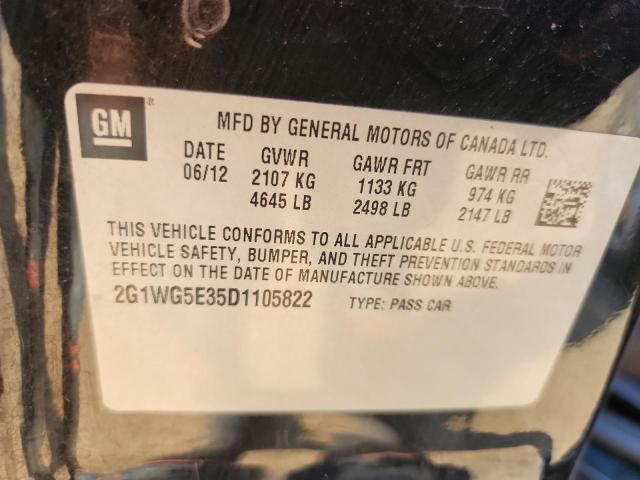 2G1WG5E35D1105822 - 2013 CHEVROLET IMPALA LT أسود صورة 12