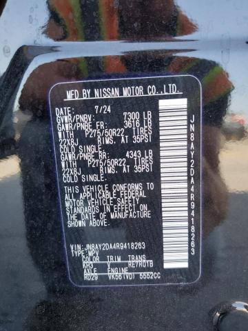 JN8AY2DA4R9418263 - 2024 NISSAN ARMADA PLATINUM BLACK photo 13