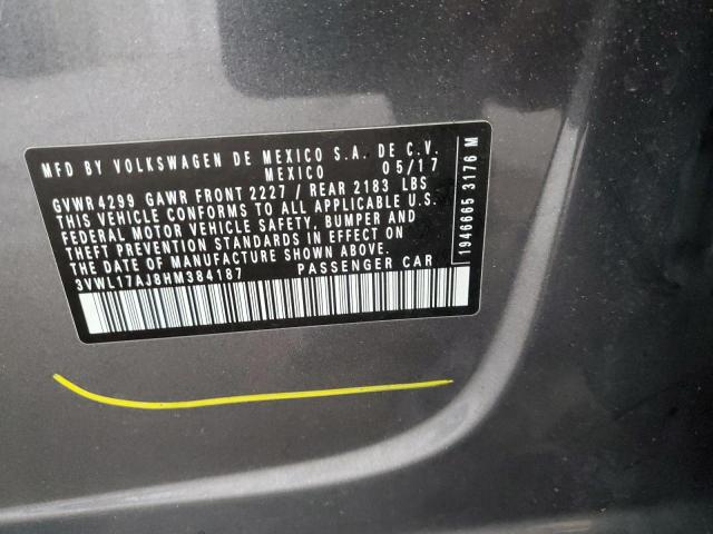 3VWL17AJ8HM384187 - 2017 VOLKSWAGEN JETTA SEL CHARCOAL photo 13