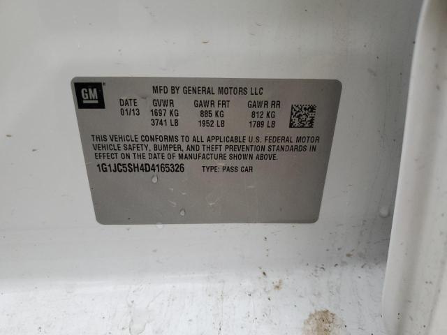 1G1JC5SH4D4165326 - 2013 CHEVROLET SONIC LT WHITE photo 13