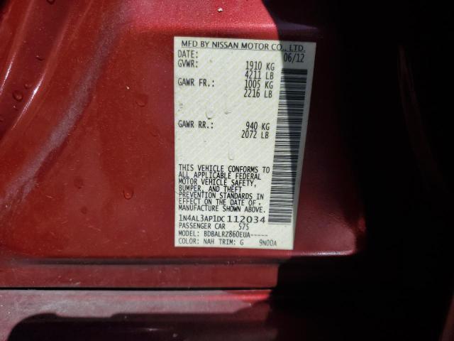 1N4AL3AP1DC112034 - 2013 NISSAN ALTIMA 2.5 RED photo 12