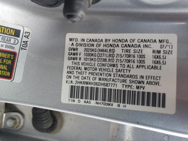 2HKRM4H36DH687771 - 2013 HONDA CR-V LX GRAY photo 13