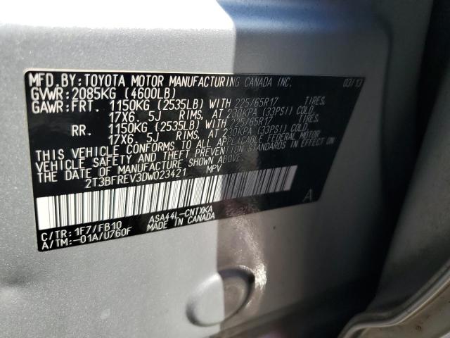 2T3BFREV3DW023421 - 2013 TOYOTA RAV4 LE 银色 照片 13