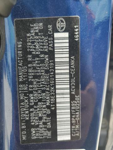 4T1BE32K16U143191 - 2006 TOYOTA CAMRY LE 蓝色 照片 12