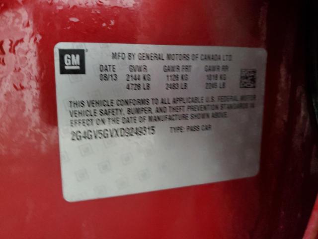 2G4GV5GVXD9249315 - 2013 BUICK REGAL GS RED photo 12