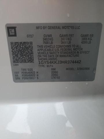 1GYS4KKJ3HR374442 - 2017 CADILLAC ESCALADE ESV PLATINUM თეთრი ფოტო 13