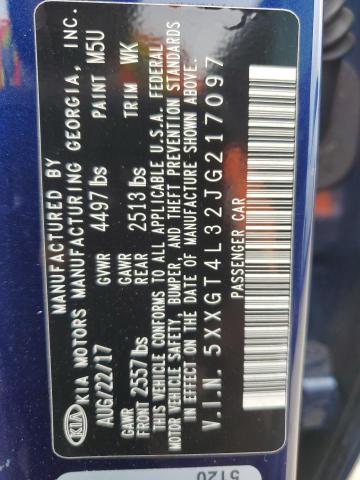 5XXGT4L32JG217097 - 2018 KIA OPTIMA LX Mavi fotoğraf 12