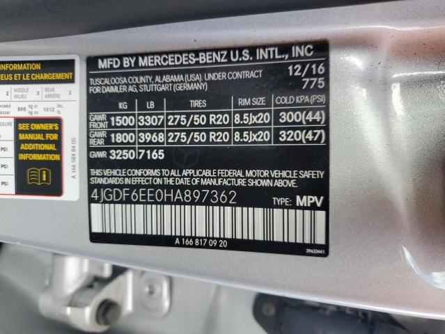 4JGDF6EE0HA897362 - 2017 MERCEDES-BENZ GLS 450 4MATIC SILVER photo 13