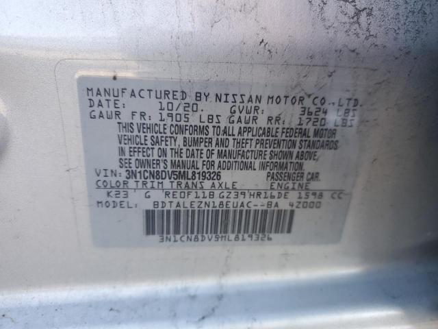 3N1CN8DV5ML819326 - 2021 NISSAN VERSA S SILVER photo 12