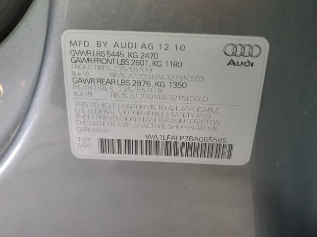 WA1LFAFP7BA065585 - 2011 AUDI Q5 PREMIUM PLUS Մոխրագույն լուսանկար 13