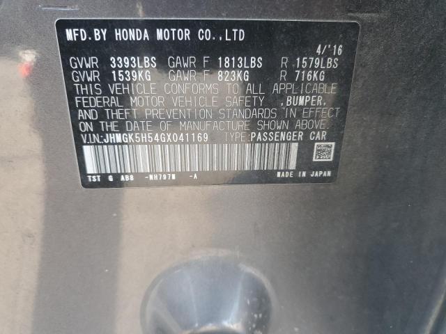 JHMGK5H54GX041169 - 2016 HONDA FIT LX GRAY photo 13