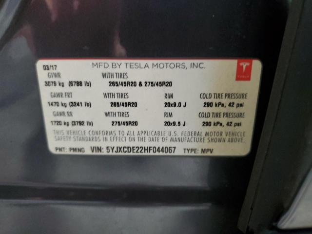 5YJXCDE22HF044067 - 2017 TESLA MODEL X Boz foto 14