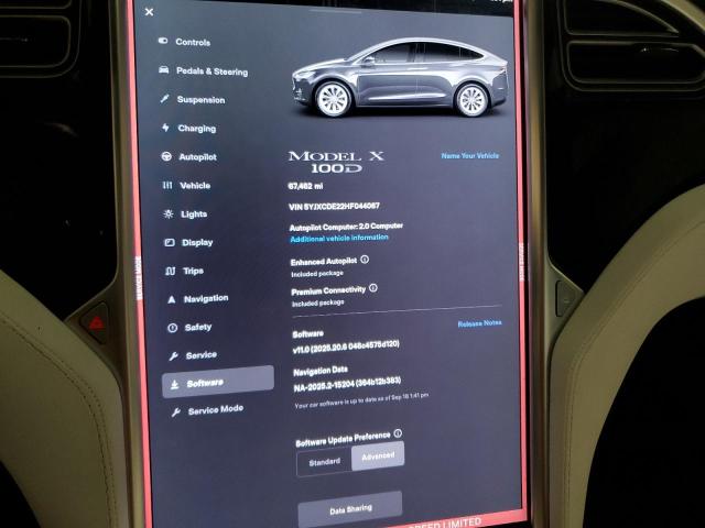 5YJXCDE22HF044067 - 2017 TESLA MODEL X Boz foto 9