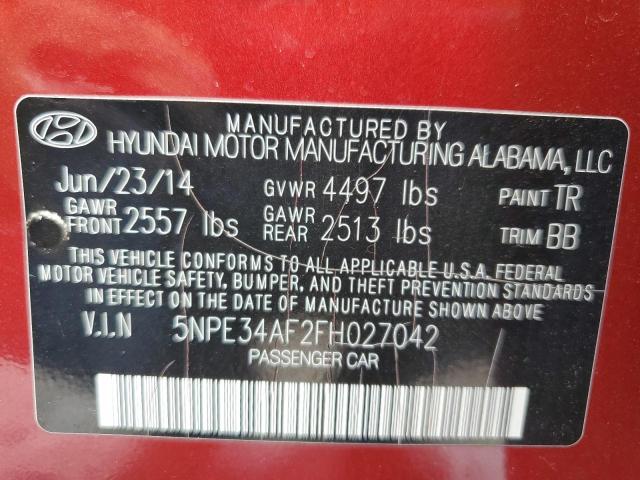 5NPE34AF2FH027042 - 2015 HYUN SONATA SPORT RED photo 12