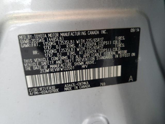 2T3WFREV8FW133501 - 2015 TOYOTA RAV4 XLE SILVER photo 13