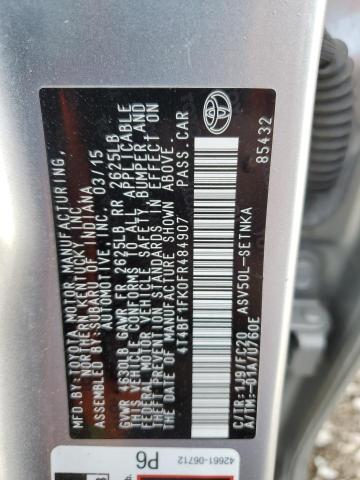 4T4BF1FK0FR484907 - 2015 TOYOTA CAMRY LE ვერცხლისფერი ფოტო 12