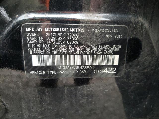 ML32A3HJ6FH033893 - 2015 MITSUBISHI MIRAGE DE BLACK photo 12