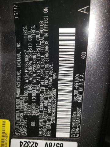 5TDYK3DC6CS255997 - 2012 TOYOTA SIENNA XLE Մոխրագույն լուսանկար 13