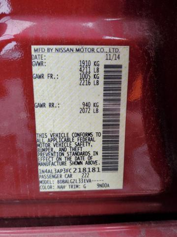 1N4AL3AP3FC218181 - 2015 NISSAN ALTIMA 2.5 RED photo 12