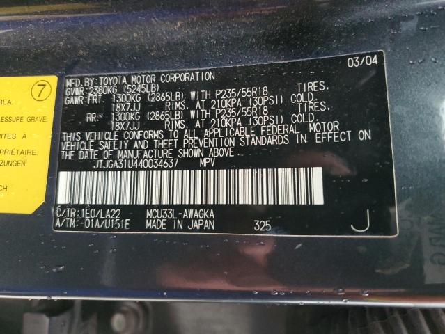 JTJGA31U440034637 - 2004 LEXUS RX 330 CHARCOAL photo 13