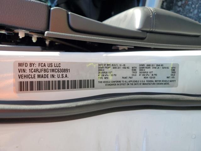 1C4RJFBG1MC630891 - 2021 JEEP GRAND CHEROKEE LIMITED WHITE photo 13