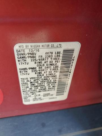 JN8AT2MV7HW260213 - 2017 NISSAN ROGUE S RED photo 13