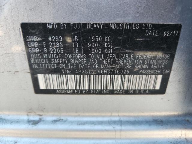 4S3GTAK66H3716926 - 2017 SUBARU IMPREZA SPORT 银色 照片 13