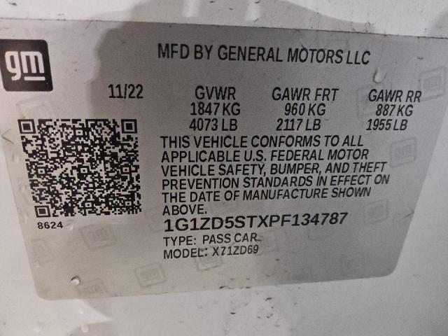 1G1ZD5STXPF134787 - 2023 CHEVROLET MALIBU LT თეთრი ფოტო 12