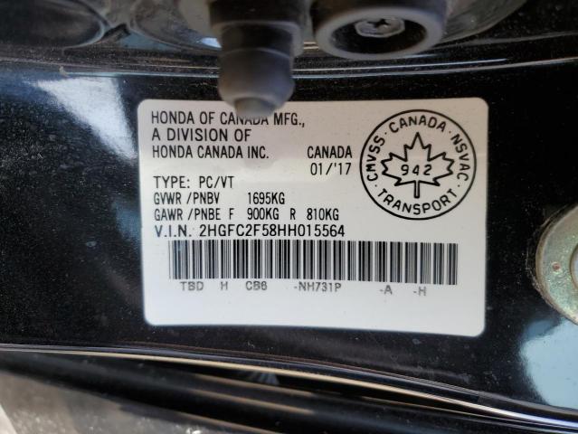 2HGFC2F58HH015564 - 2017 HONDA CIVIC LX BLACK photo 13
