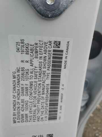 2HGFE4F88SH344918 - 2025 HONDA CIVIC SPORT თეთრი ფოტო 13