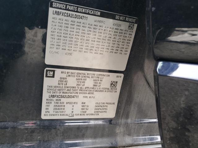 LRBFXCSA2LD034711 - 2020 BUICK ENVISION ESSENCE შავი ფოტო 14