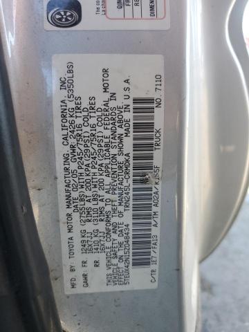 5TEUX42N15Z048434 - 2005 TOYOTA TACOMA ACCESS CAB Gümüş fotoğraf 12